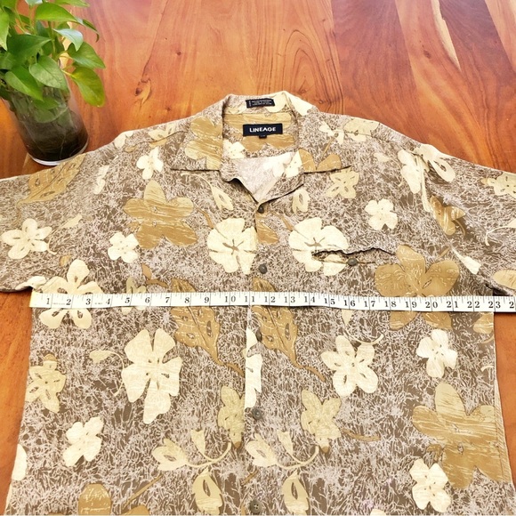 LINEAGE Patterns Floral Hippie Oversized Short Sleeves Button Down Shirt Blouse. - Picture 10 of 12